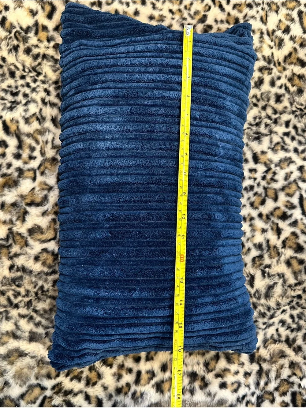 Plush Ribbed Velvet Lumbar Pillow - Deep Blue